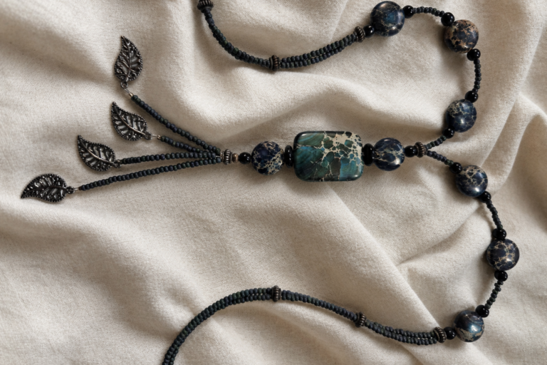 Blue Stone Tassel Necklace